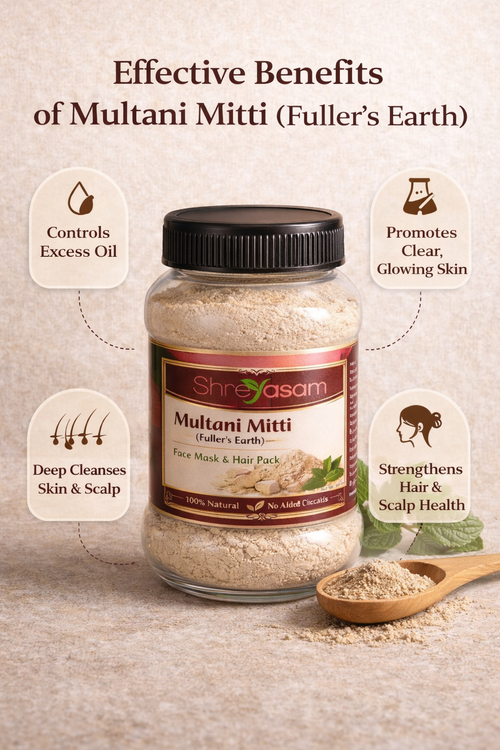Pure Multani Mitti (Fuller's Earth) - Natural Oil Control Face & Scalp Pack